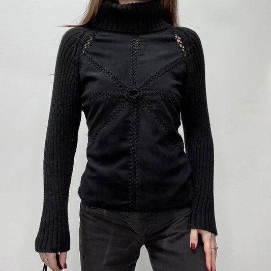 Black crochet knitted jumper