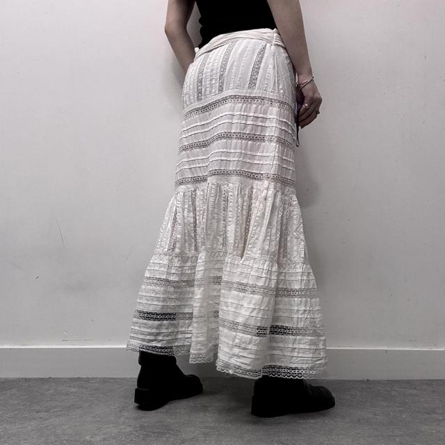 White lace coquette cottage maxi skirt