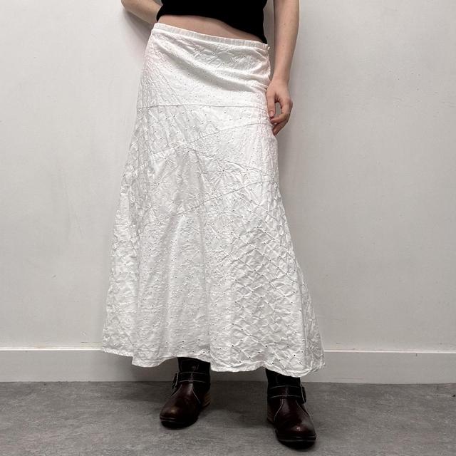 White cotton tiered midi skirt