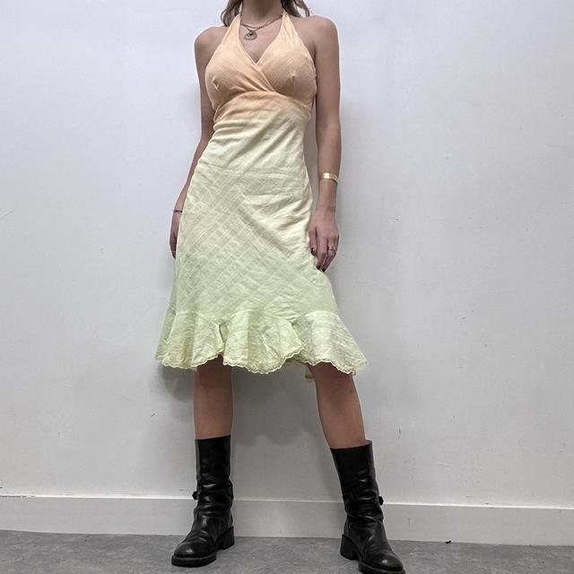 Ombre ruffle halter dress