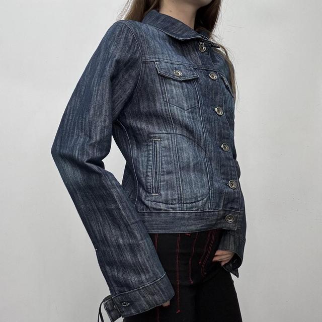 Distressed dark denim jacket