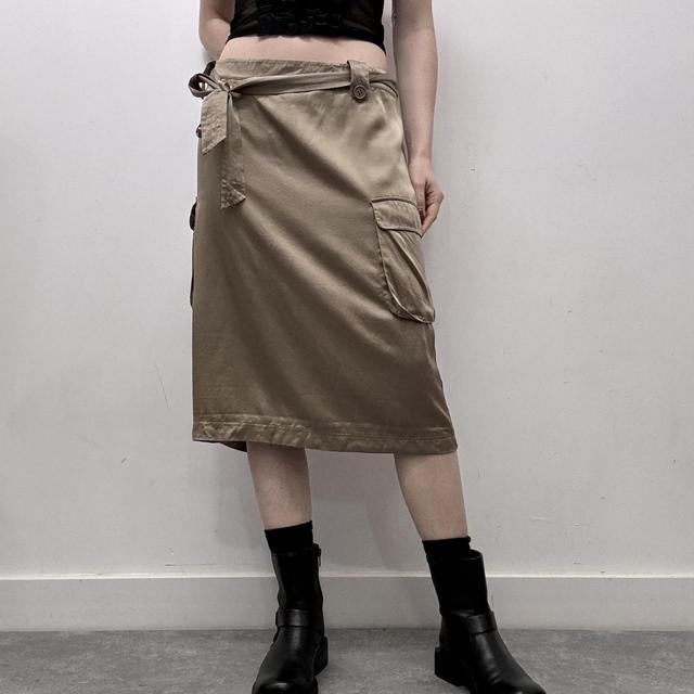 Silk cargo midi skirt