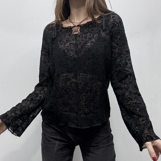 Sheer black flared gothic blouse