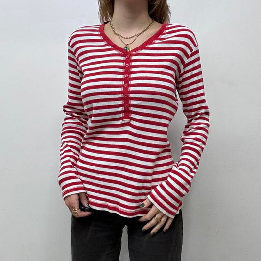 Ribbed stripe slouchy T-shirt