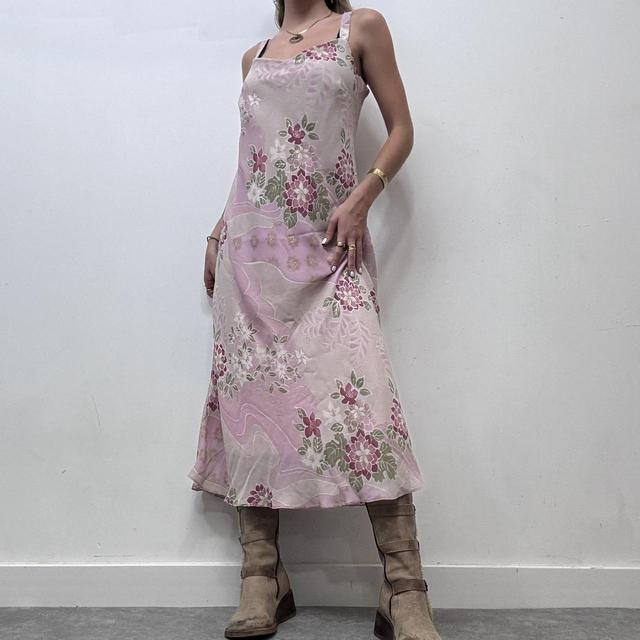 Pink floral printed maxi dress