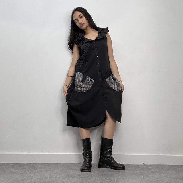 Pinstripe structured cargo dress