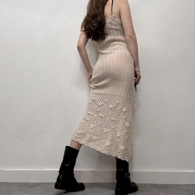 Cream knit mohair pointelle dress