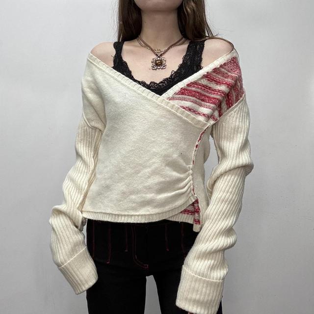 Slouchy asymmetric wrap jumper