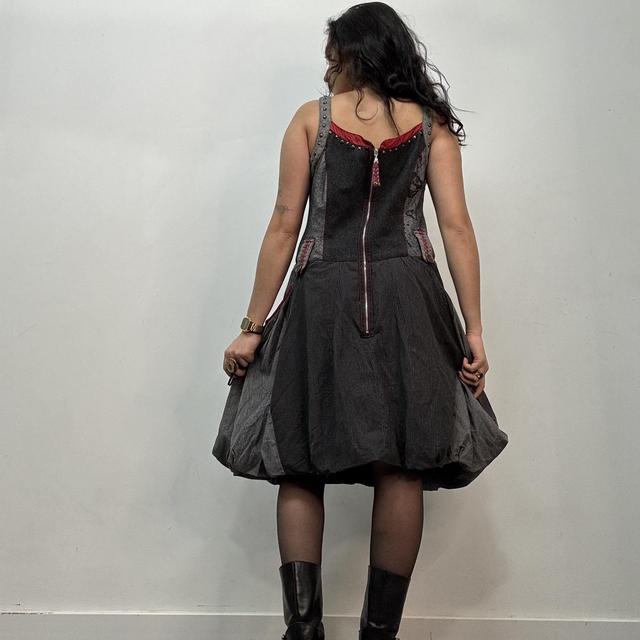 Grey studded pinstripe grunge dress