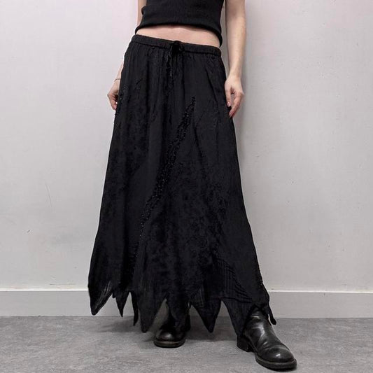 Black fairy grunge handkerchief maxi skirt