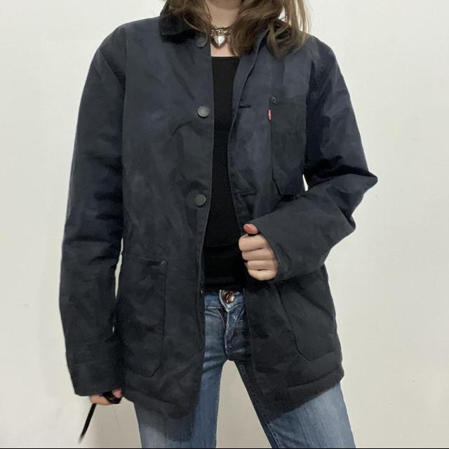 Distressed waxed cotton workwear jacket