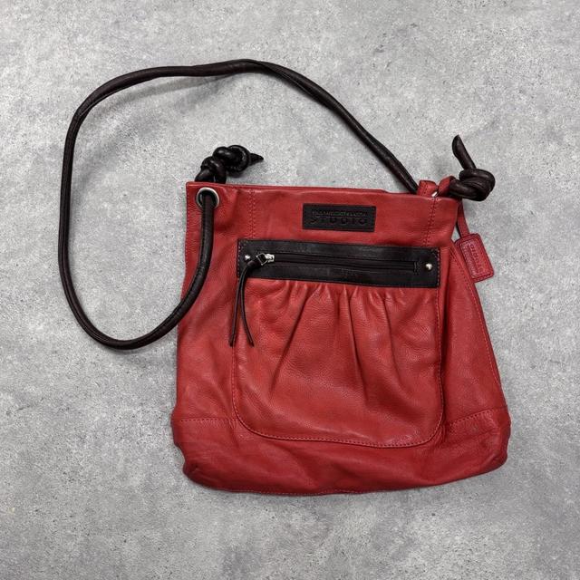 Red leather crossbody bag