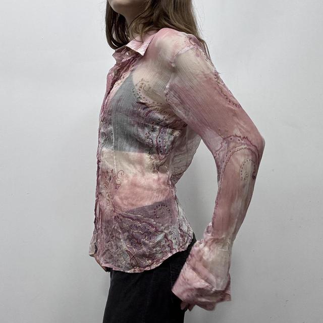 Sheer silk pink paisley shirt