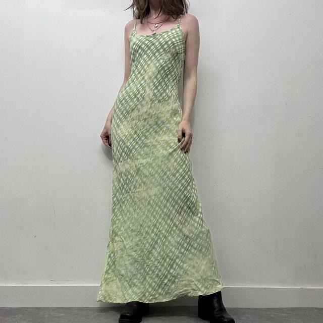 Green gingham checked dress