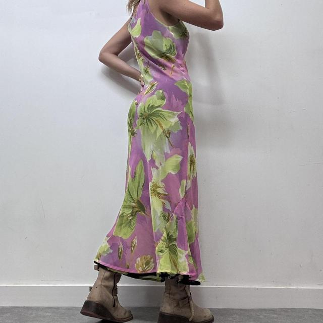 Sheer graphic oversized floral print maxi dress