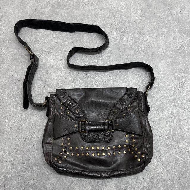 Studded brown leather bag