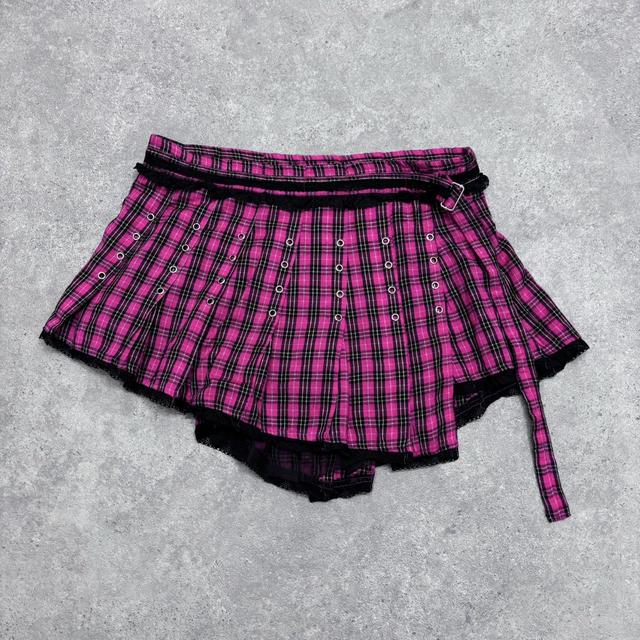 Checked grunge tartan mini skirt