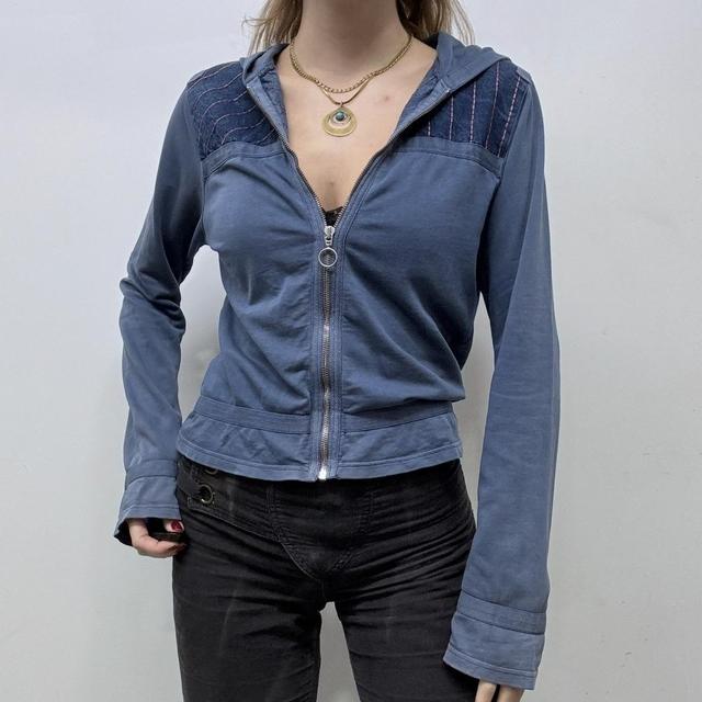 Slouchy blue stitched hoodie