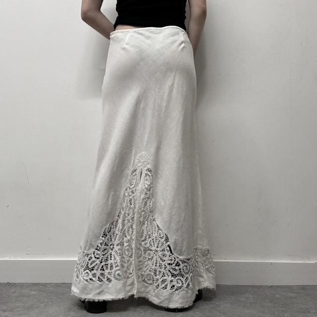White linen lace maxi skirt