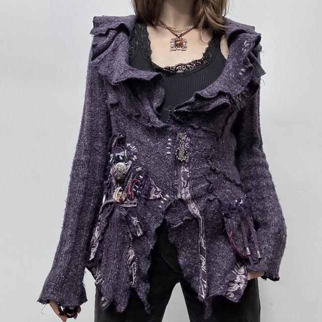Knitted flared asymmetric off the shoulder cardigan