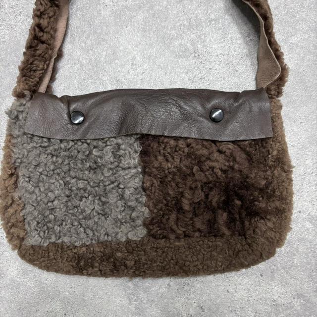 Brown sheepskin fur bag