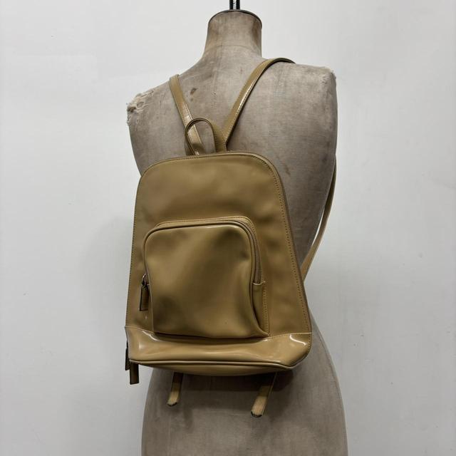 Tan paintent PVC backpack