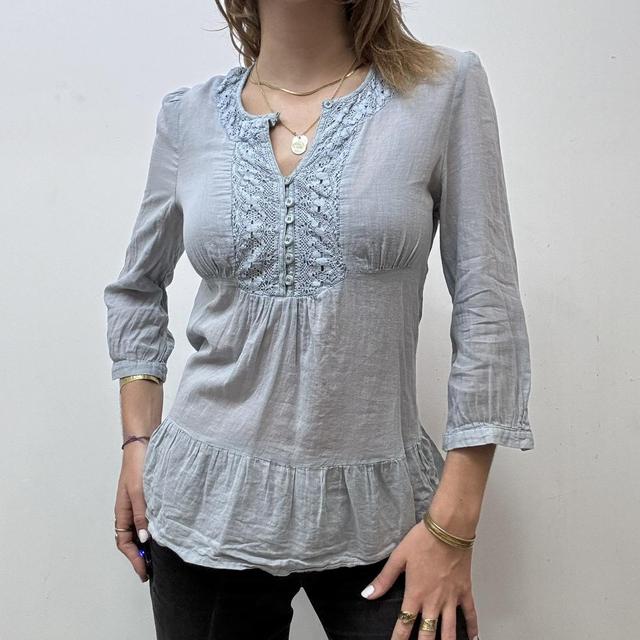 Vintage lace blue blouse