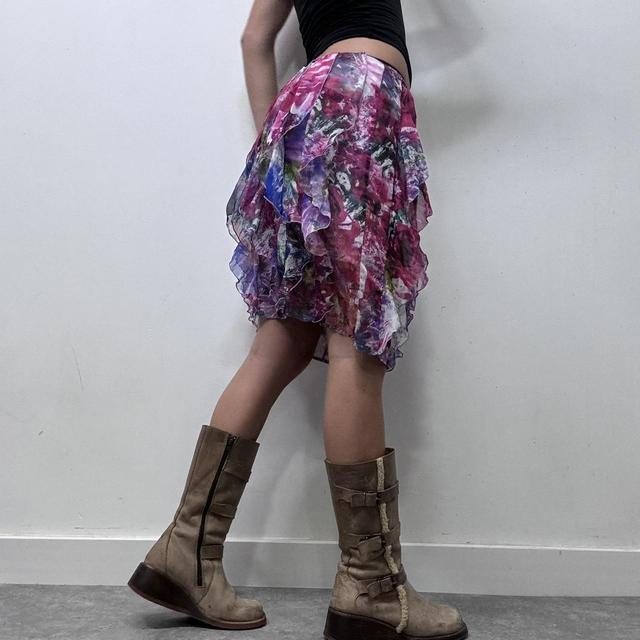 Patterned ruffle puff skirt