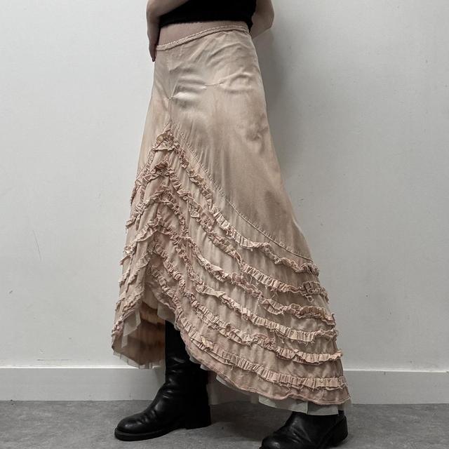 Distressed ruffle fairy maxi skirt