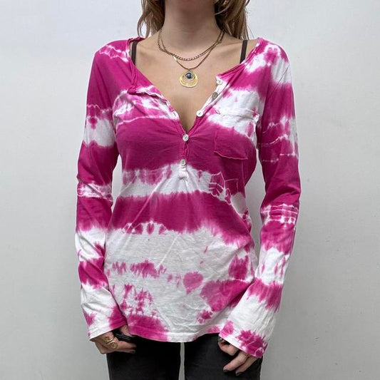 Pink tie-dye distressed t-shirt