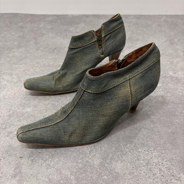 Distressed denim archival heels