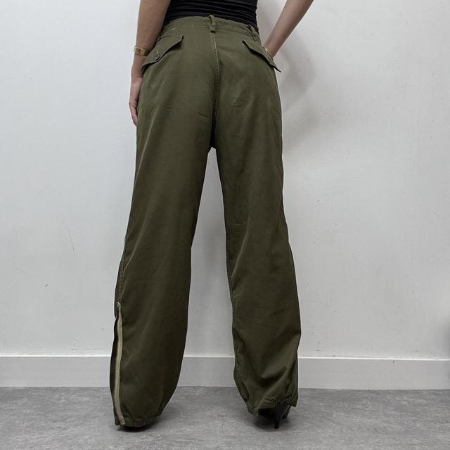 Khaki cargo puff canvas trousers