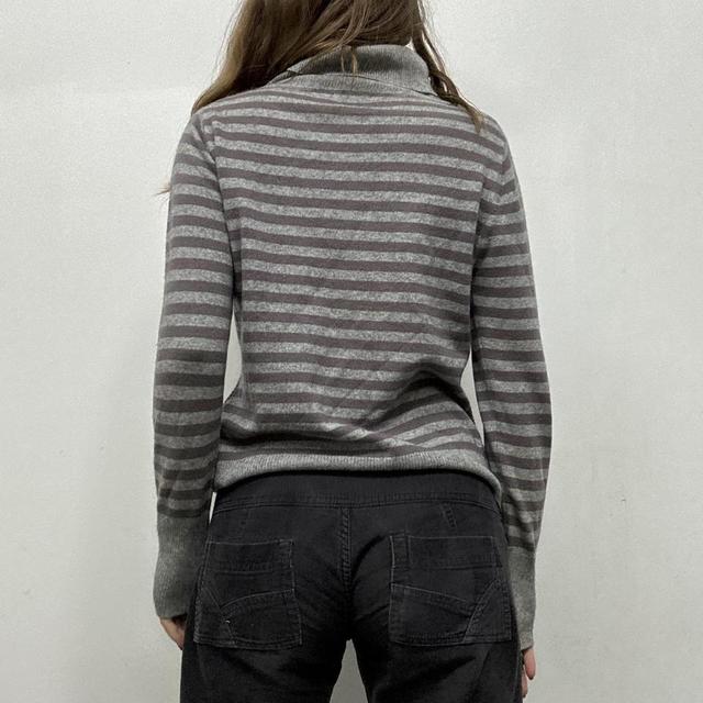 Grey pinstripe slouchy cashmere jumper