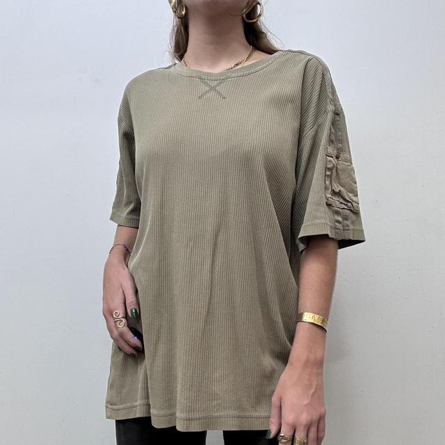 Khaki ribbed military tshirt