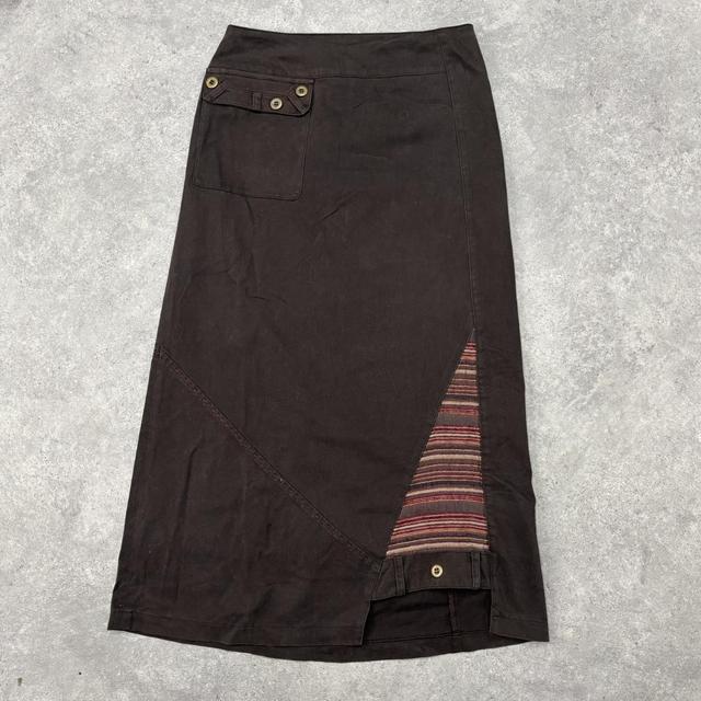 Brown asymmetric a-line maxi skirt