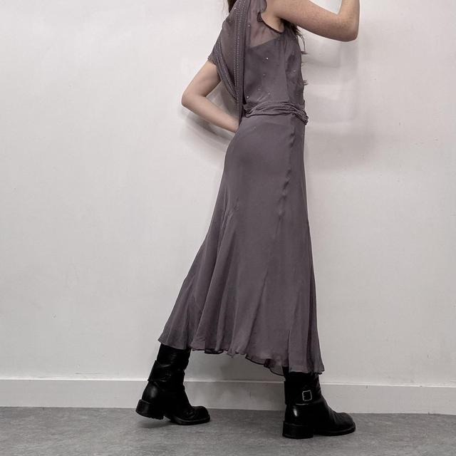 Sheer fine layered silk draped dress