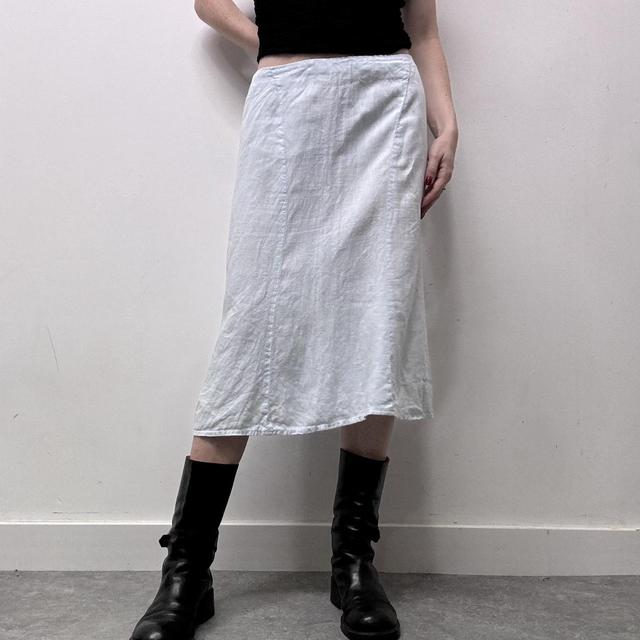 Pale blue linen bias cut skirt