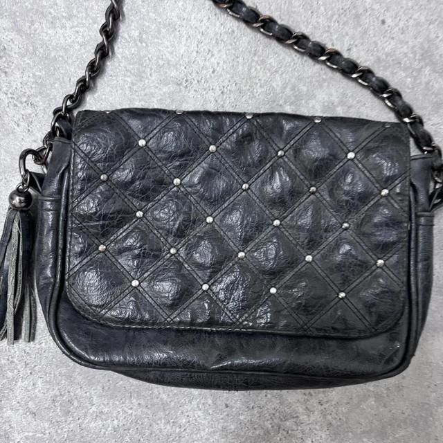 Black leather studded bag