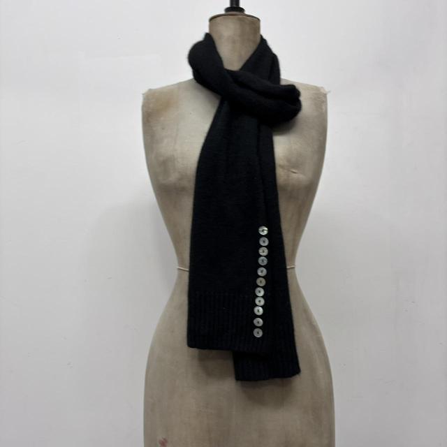Black wool knitted scarf