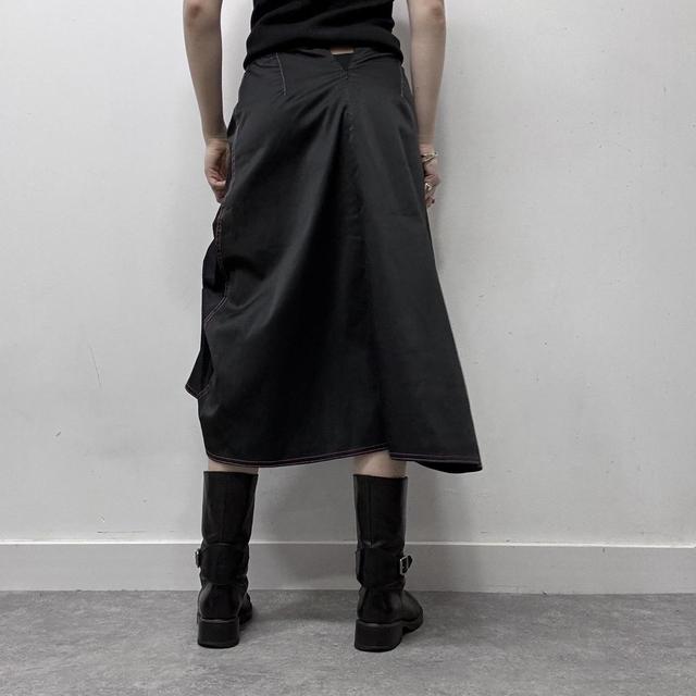 Black puff gathered structured skirt