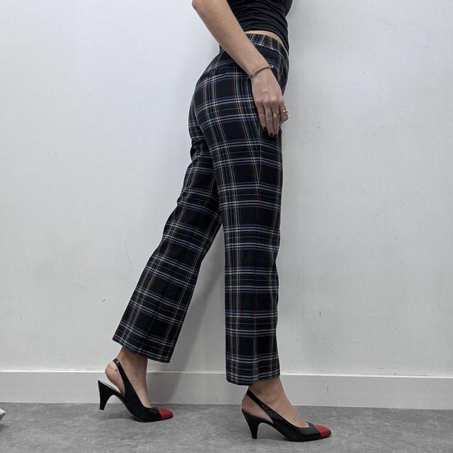 Flared officewear checked trousers