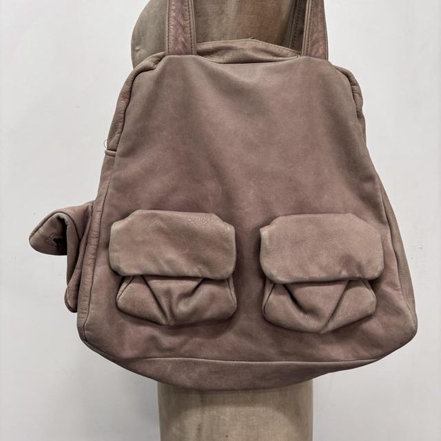 Slouchy pink leather cargo bag