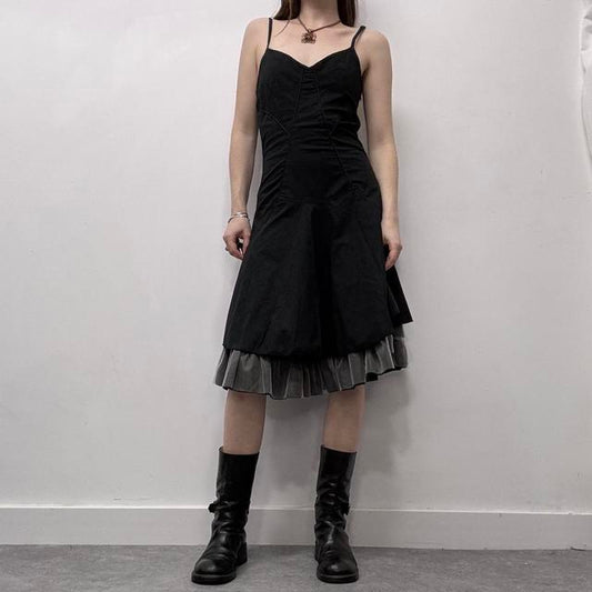 Black gothic corset bow dress