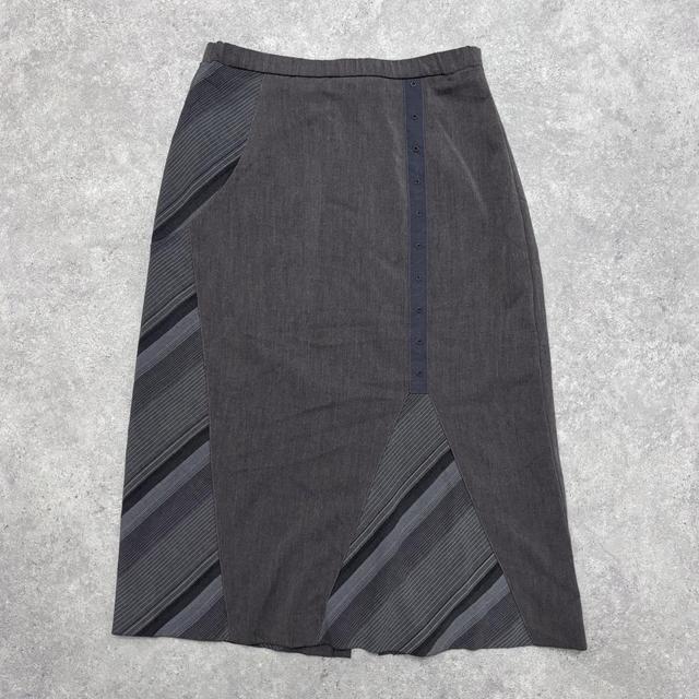 Pinstripe grey suit office skirt