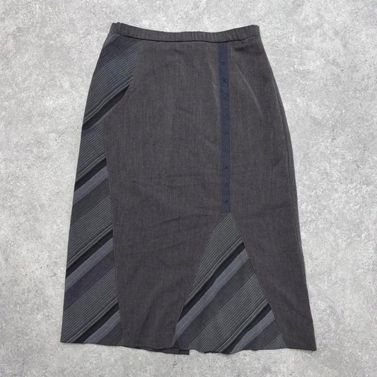 Pinstripe grey suit office skirt