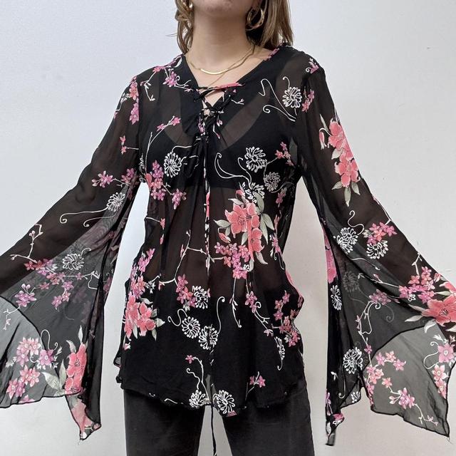 Sheer black flared fairy top