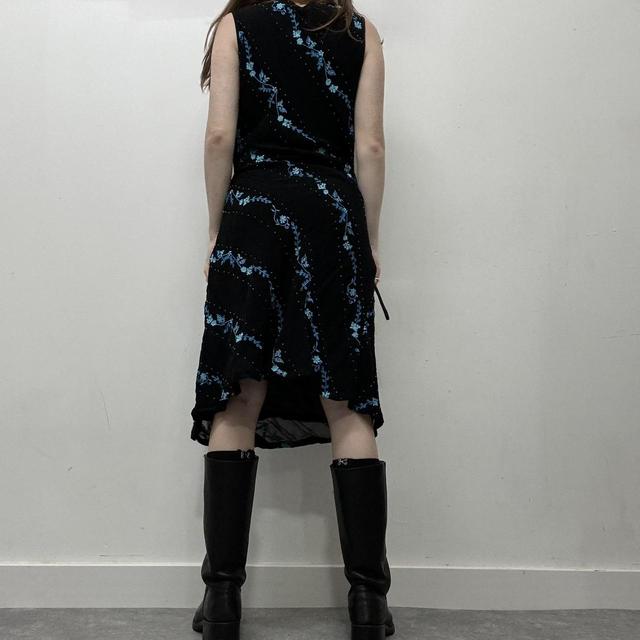 Bias cut black summer flared dress