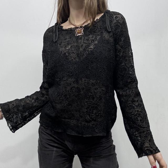 Sheer black flared gothic blouse