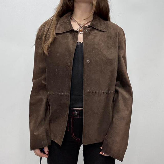 Brown suede boxy blazer