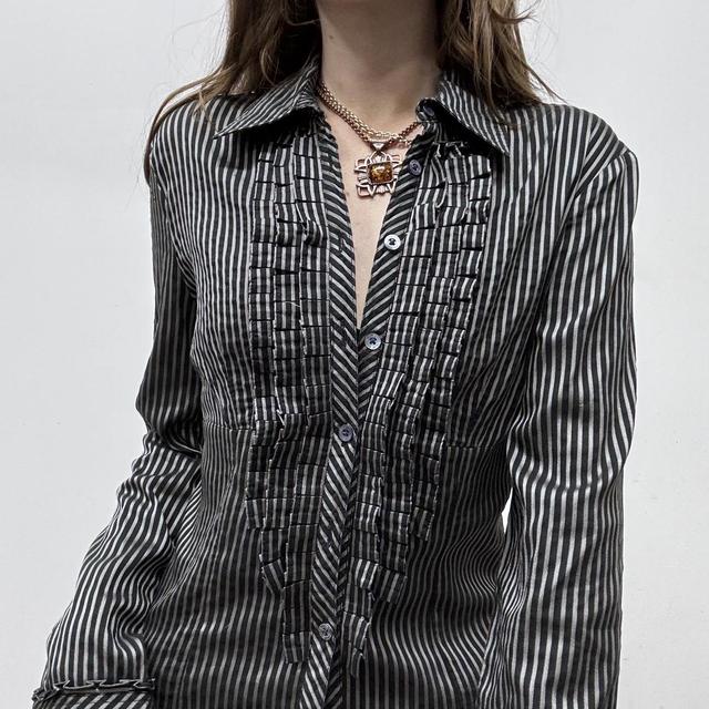 Pinstriped silky fitted shirt